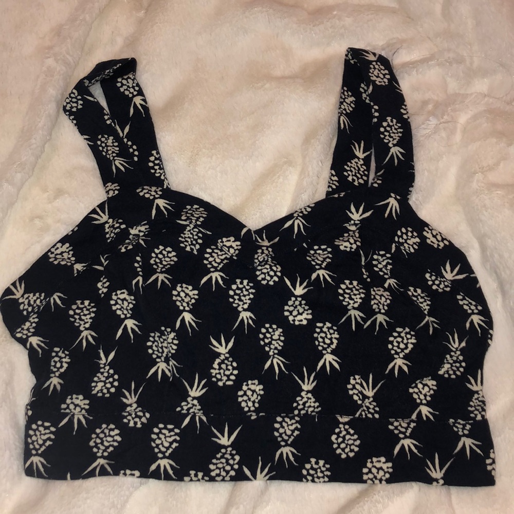Navy Aerie Crop Top with Pinapple Pattern